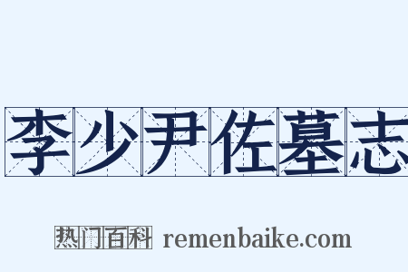 李少尹佐墓志是什么意思的图片